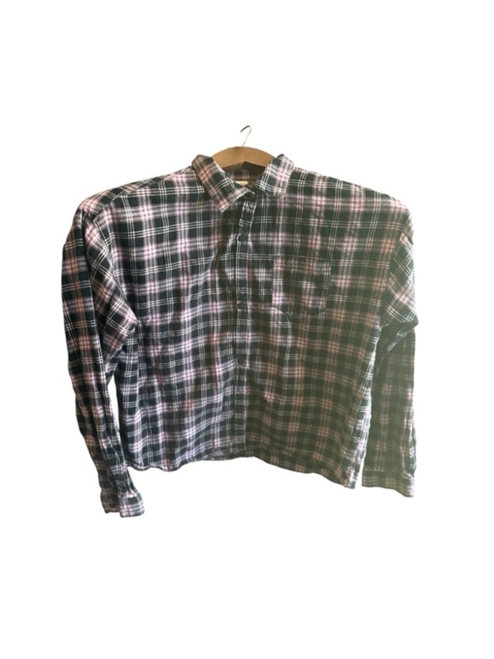 Black & Pink Plaid Button-Up Shirt Big Girls Size 14 Western Casual Country Top